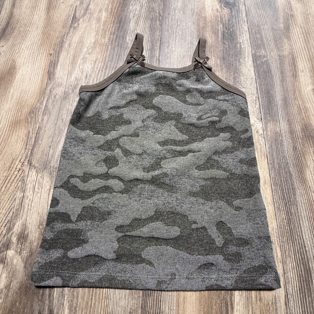 Forever 21 Kids Camisole Green Camo Bow Detail Streetwear Tank Top